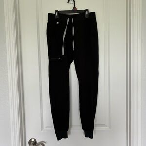 Figs Black Zamora Jogger Scrub Pants with Gray Drawstring Women’s XS